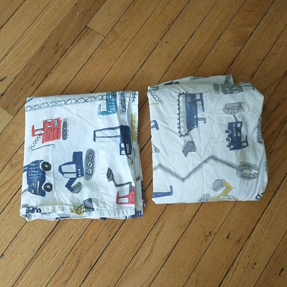 Pottery Barn Kids Crib Sheet Set Jax Construction Vehicles Organic Cotton